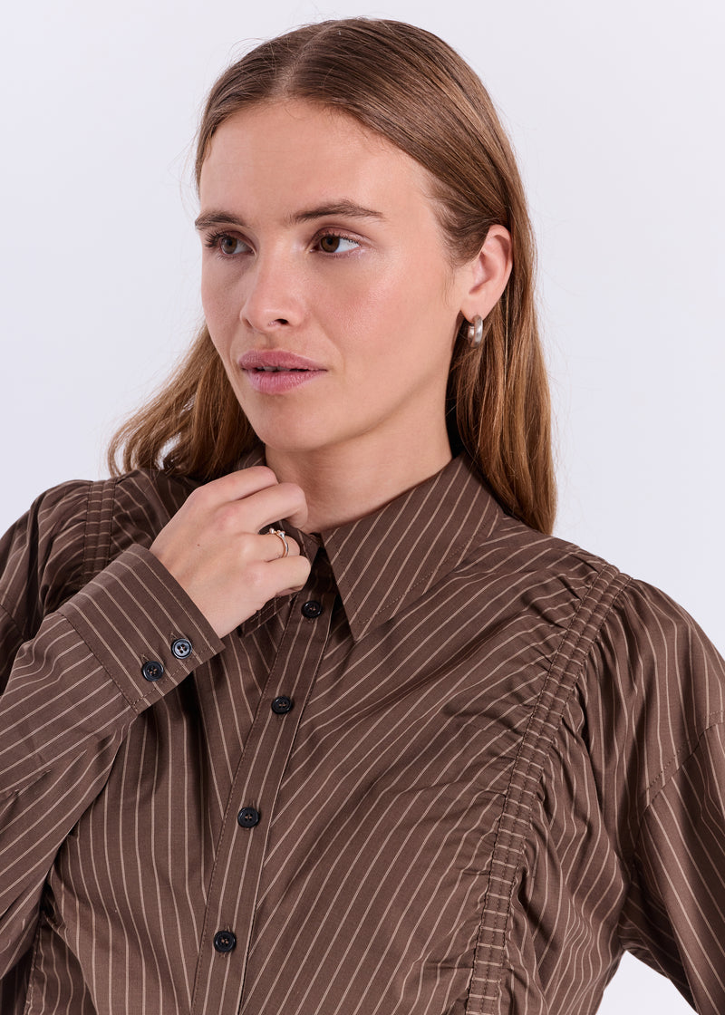 Augusta ruching shirt - Bruin dessin
