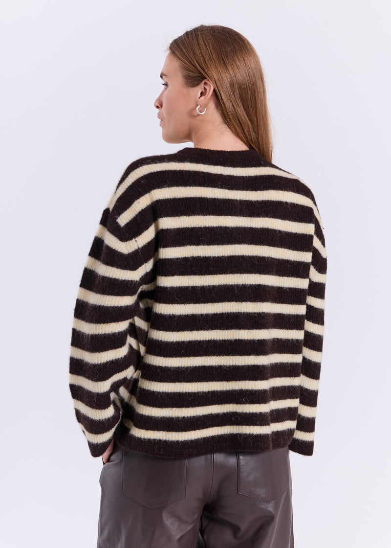 Hali striped cardi - Bruin dessin