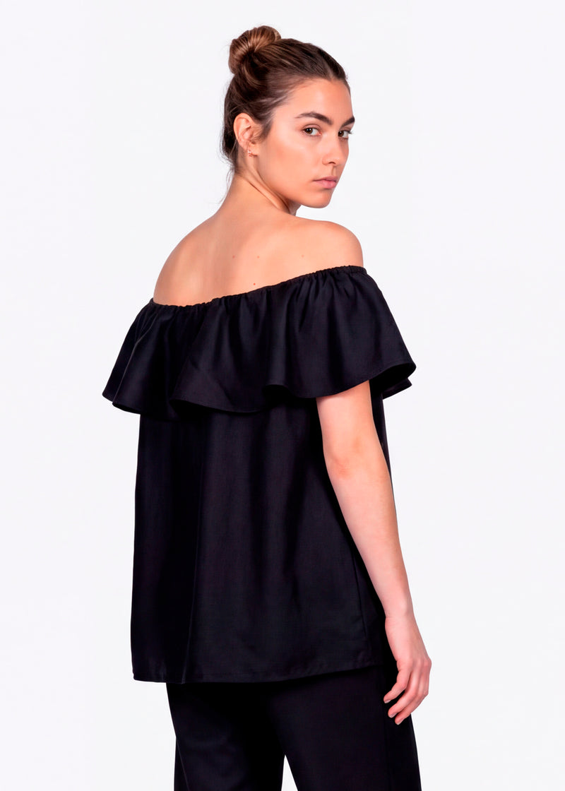 Ana off shoulder top - Zwart
