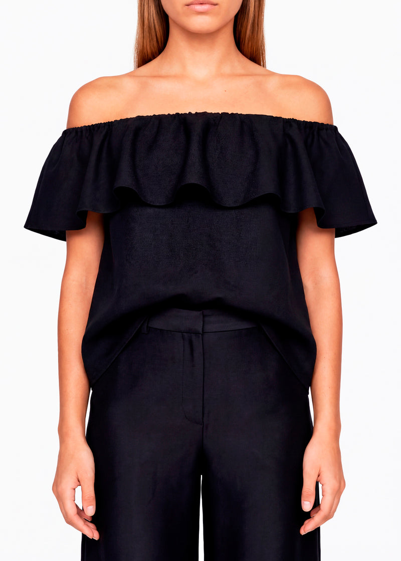 Ana off shoulder top - Zwart