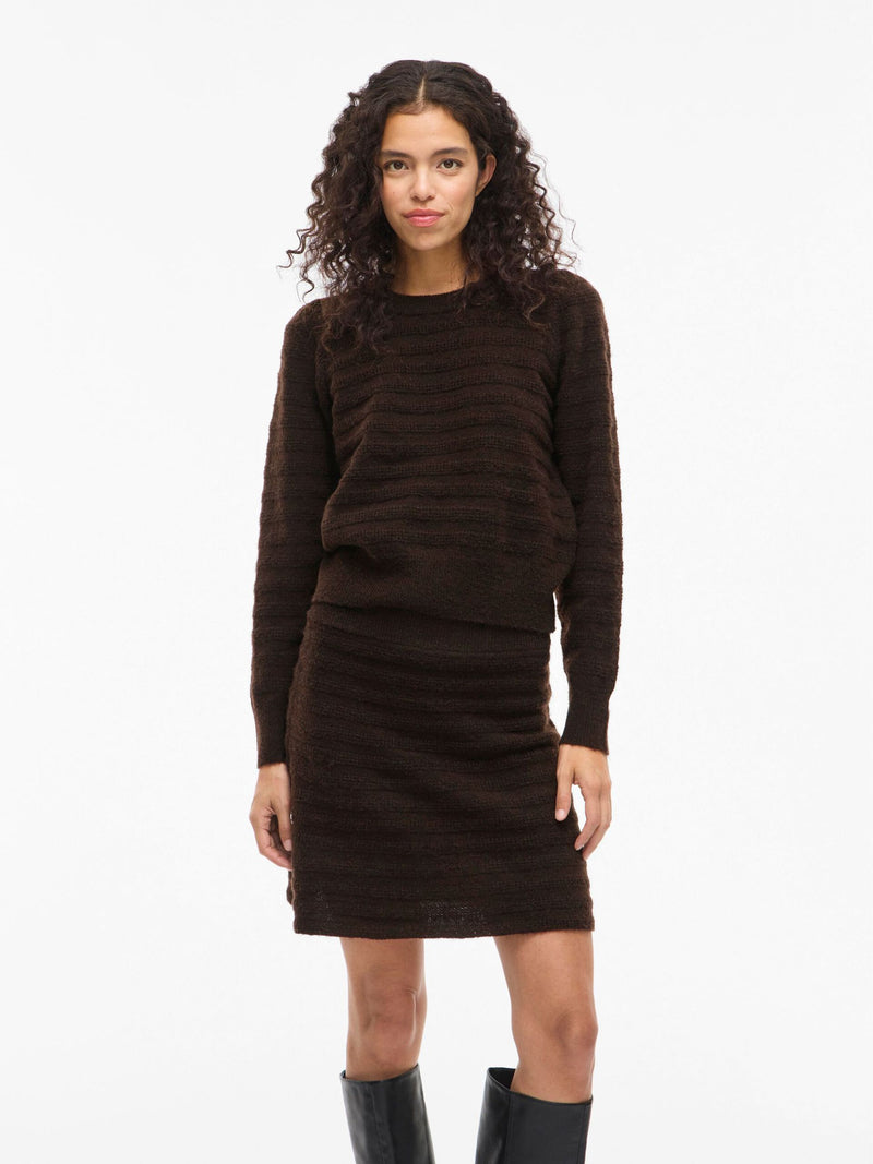 VIJAYLA RONDE HALS GEBREIDE TRUI - COFFEE