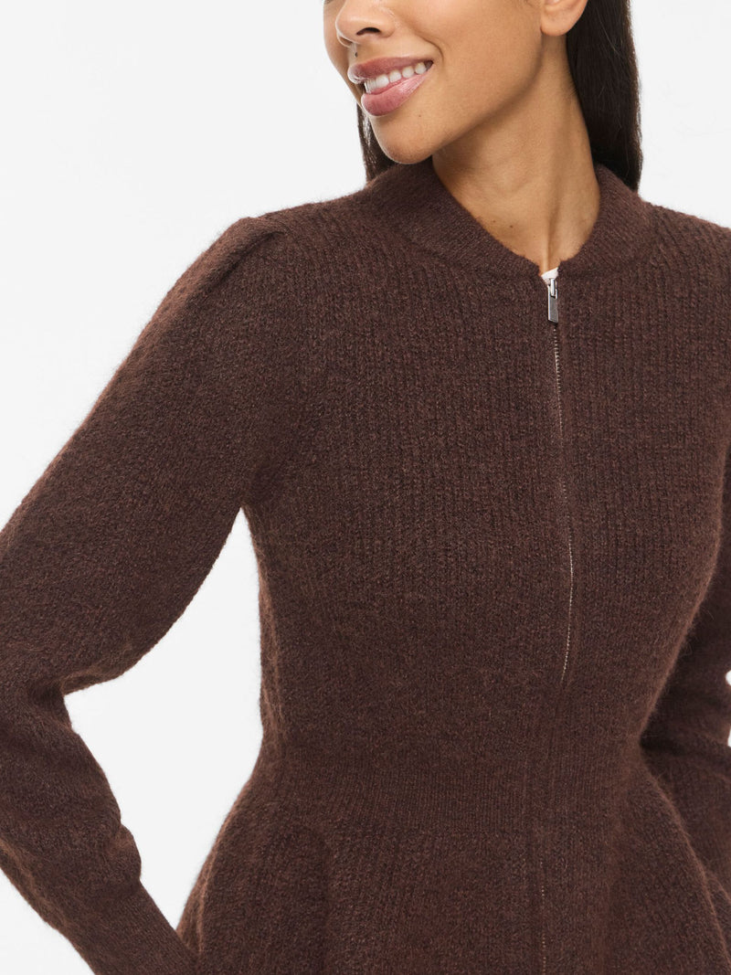 VIGRACIE RITS GEBREID VEST - Cofee Bean