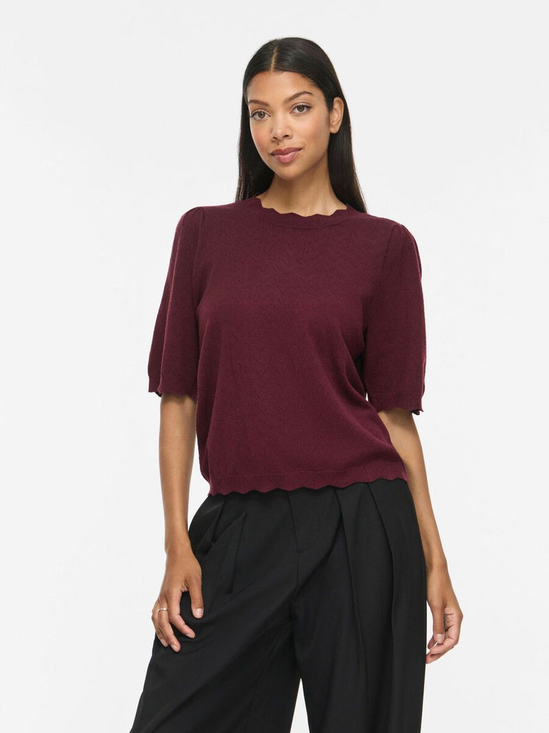VIEMI KORTE MOUWEN GEBREIDE TOP - Rood