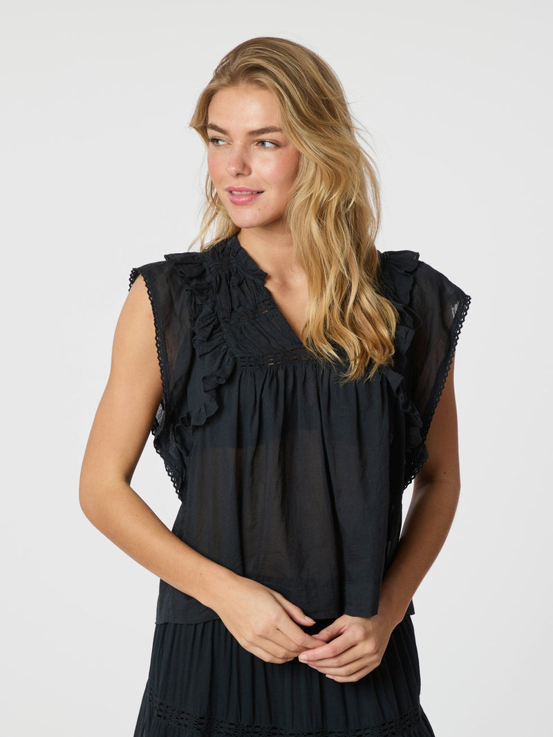 Jayla S Voile Top - Donker Blauw