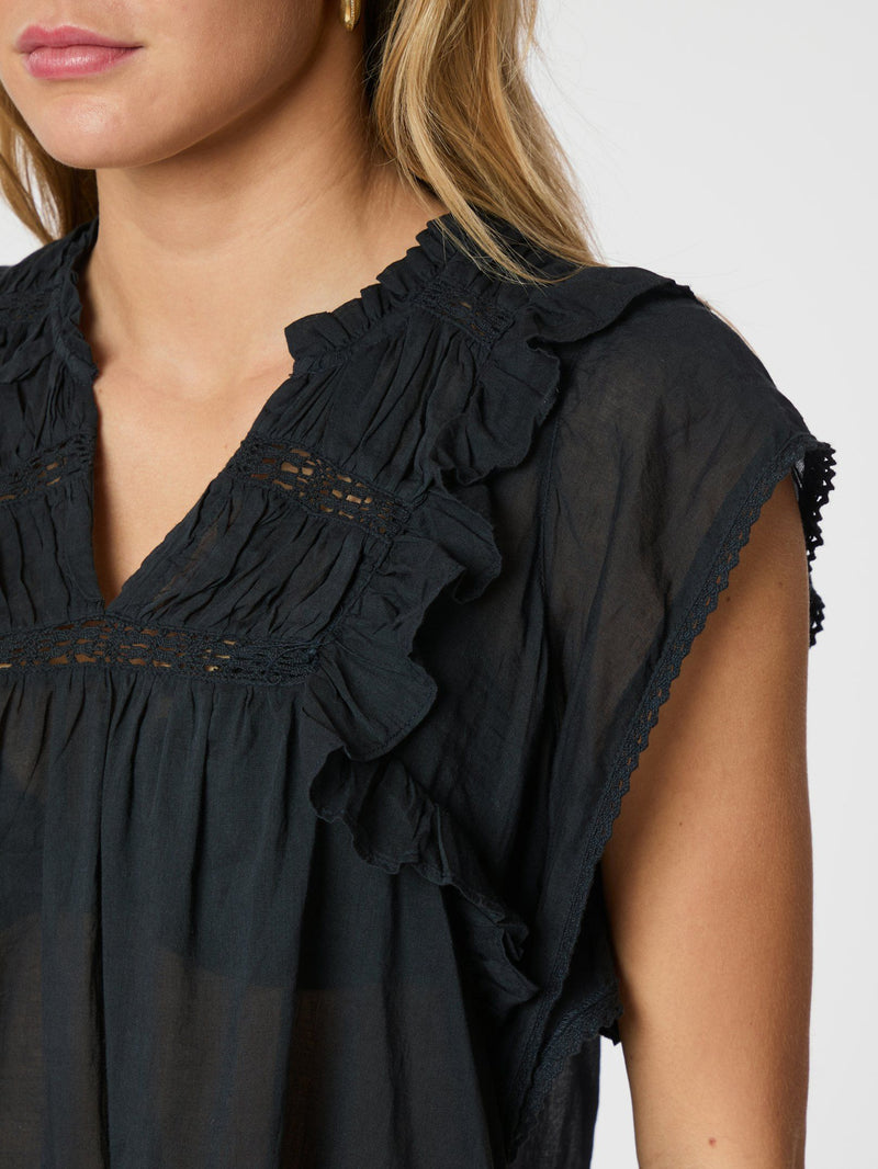 Jayla S Voile Top - Donker Blauw