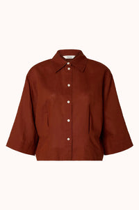 SLFCLEO REGULAR 3/4 CROPPED SHIRT B - CHERRY