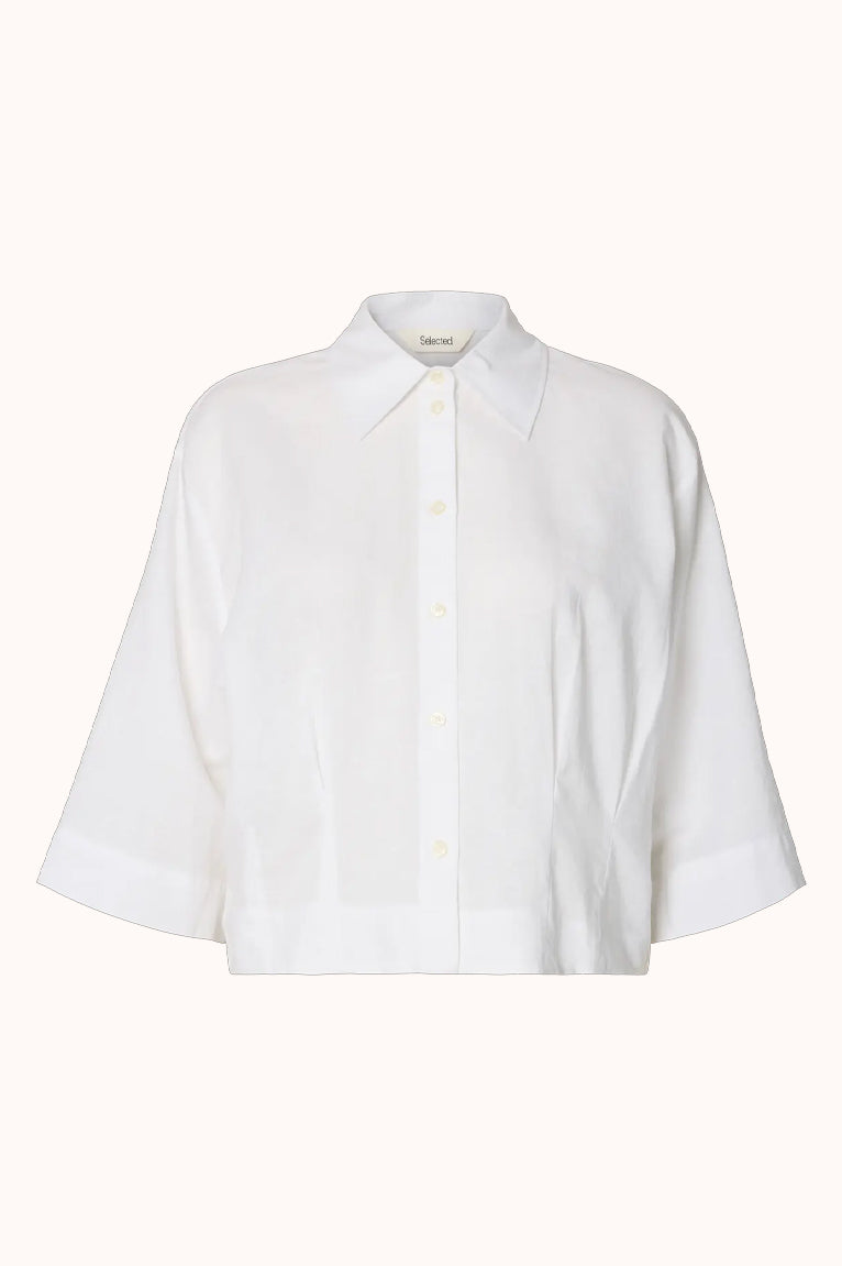 SLFCLEO REGULAR 3/4 CROPPED SHIRT B - Wit