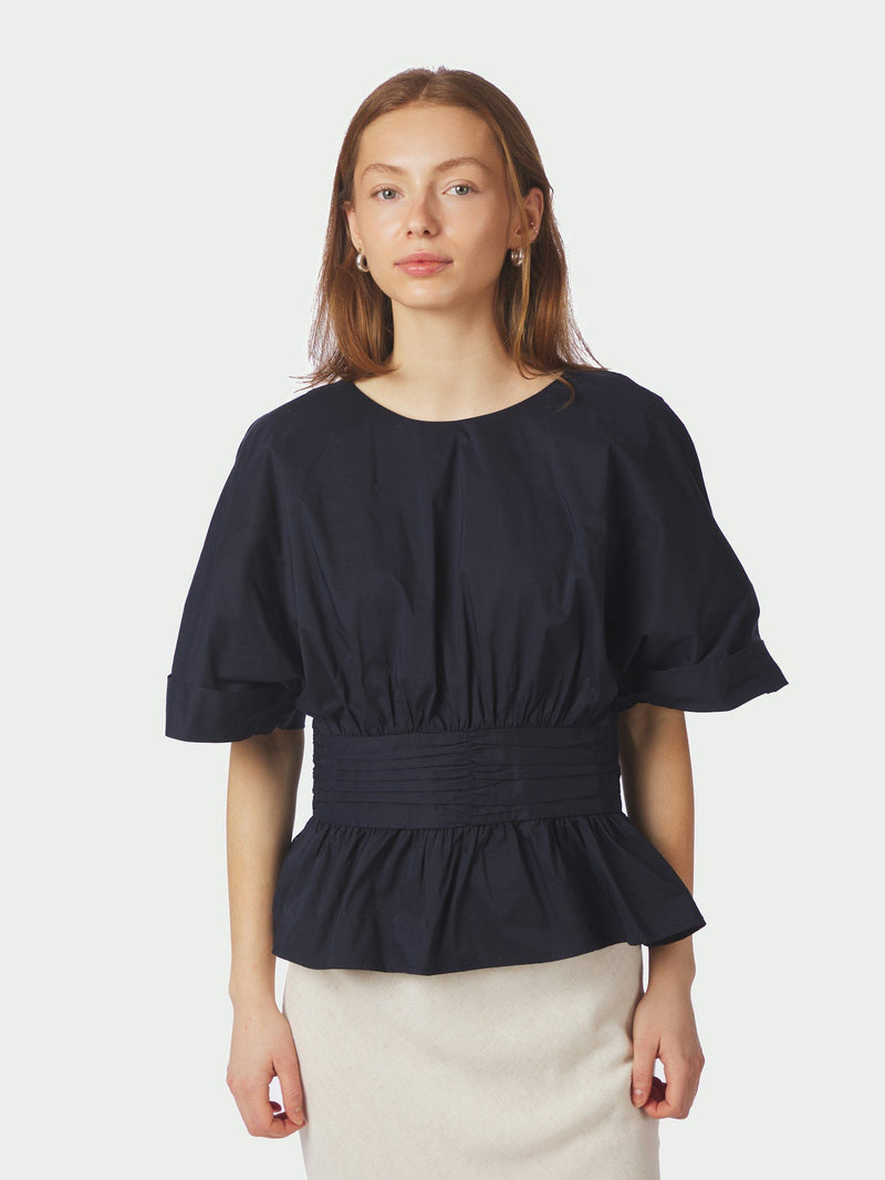 Annegret Poplin Blouse - Donker Blauw