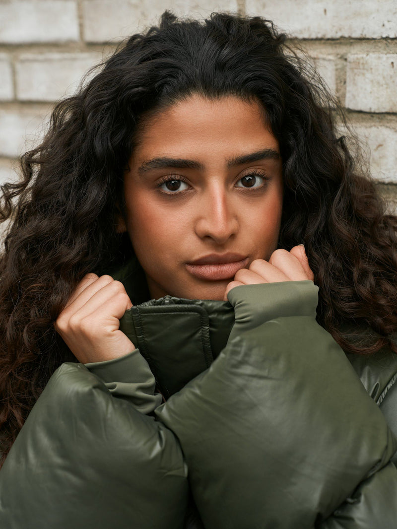 Rhea Shiny Puffer Jack - Groen