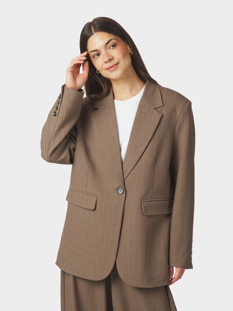 Gaby Pinstripe Blazer - Beige