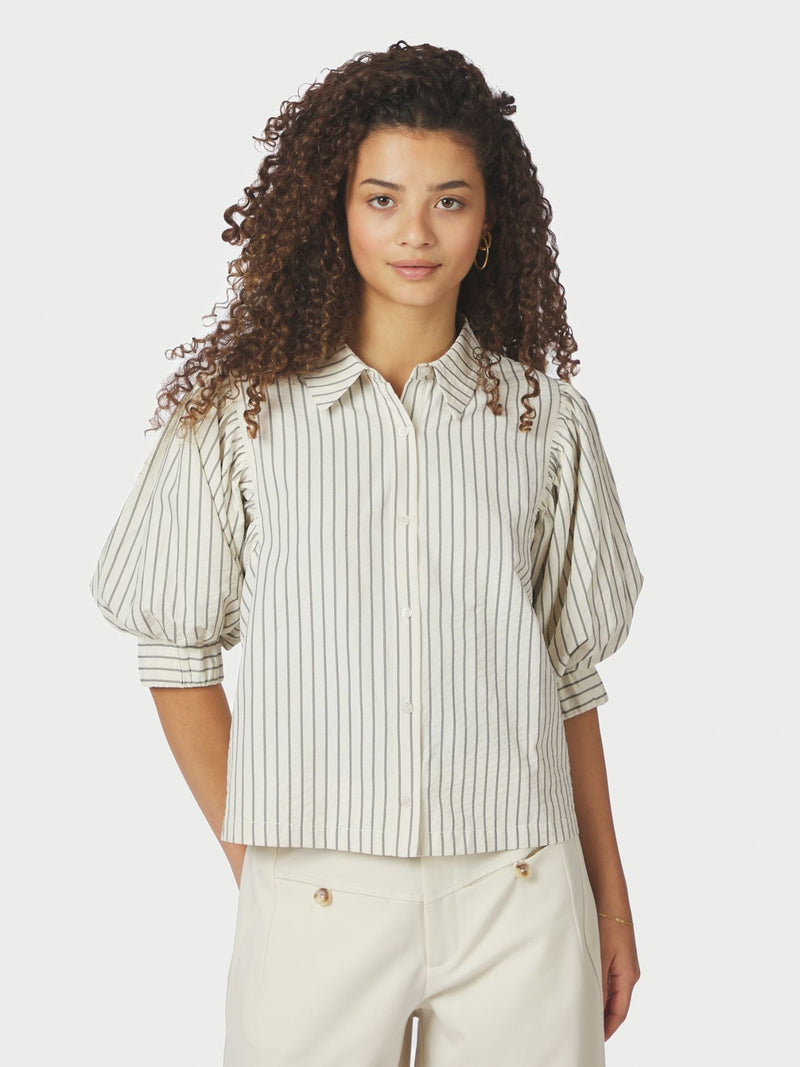 Etta Slim Stripe Shirt - Wit dessin