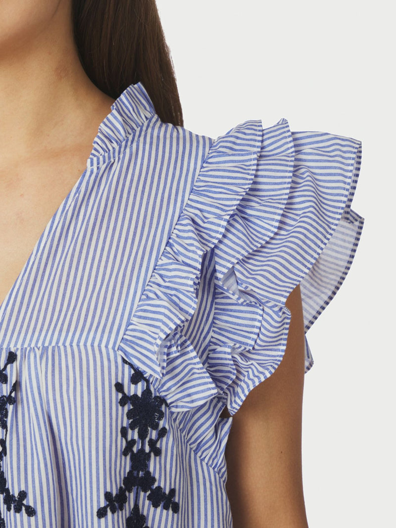 Jayla Embroidery Top - Blauw
