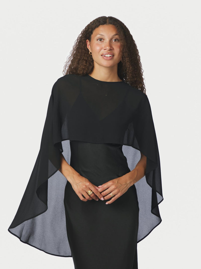 Manufi Chiffon Cape - Zwart