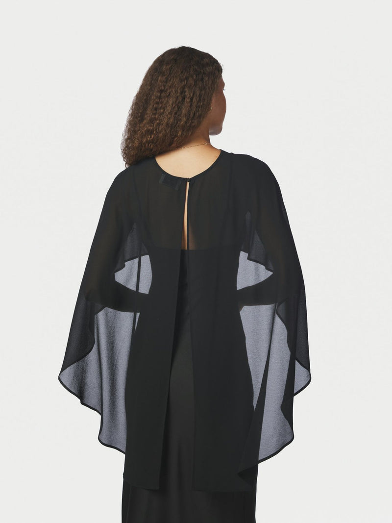 Manufi Chiffon Cape - Zwart