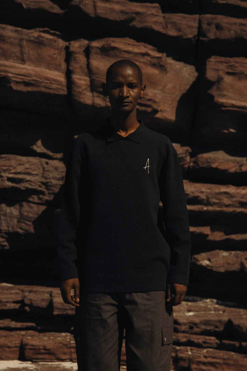 Gijs Jacquard Polo - Zwart
