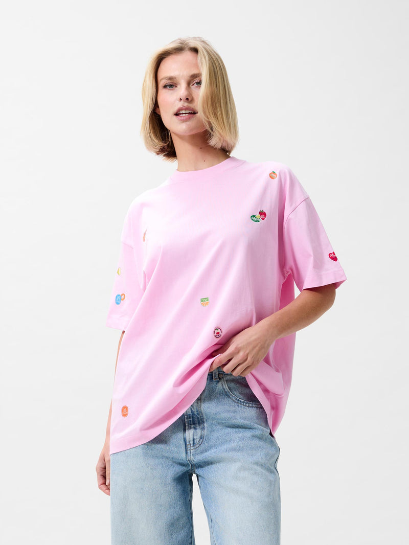 Oversized allover graphic Tshirt - Soft Pink