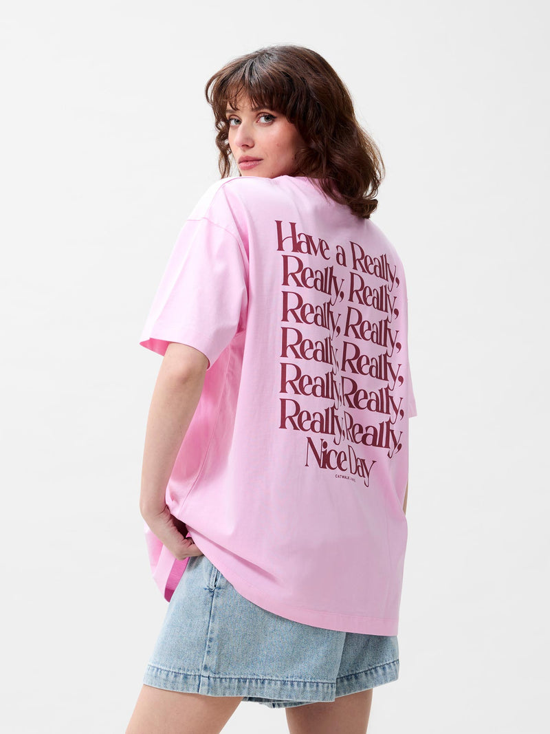 Oversized graphic Tshirt - Soft pink