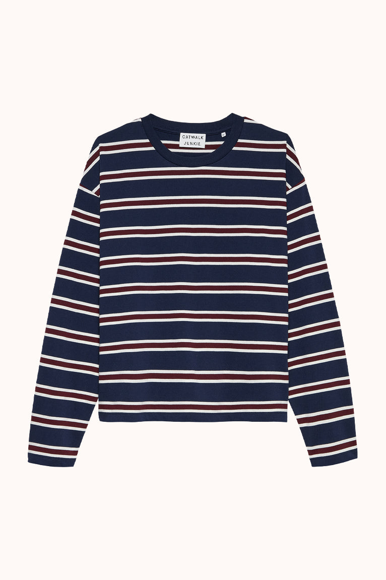 Striped long sleeve - Donker Blauw