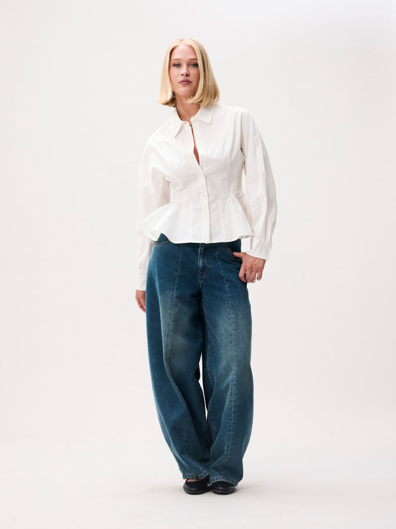 Barrel fit jeans with fleece inside