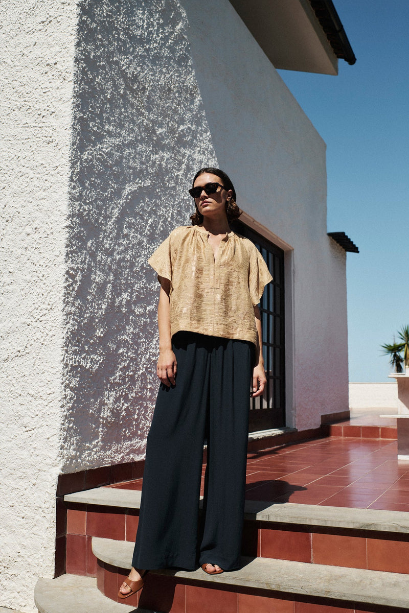 Vina Jacquard Blouse - Goud