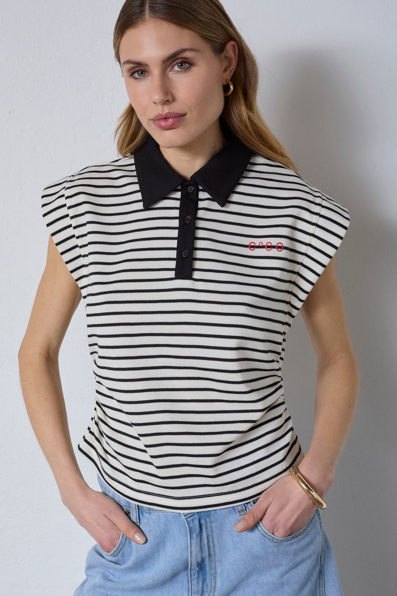 NormaCC Stripe Polo Top - Zwart