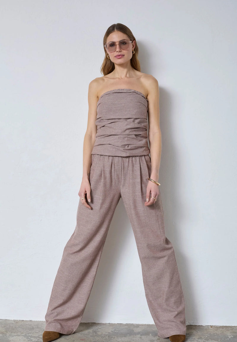 JihoCC Stripe Tube Top - Bruin