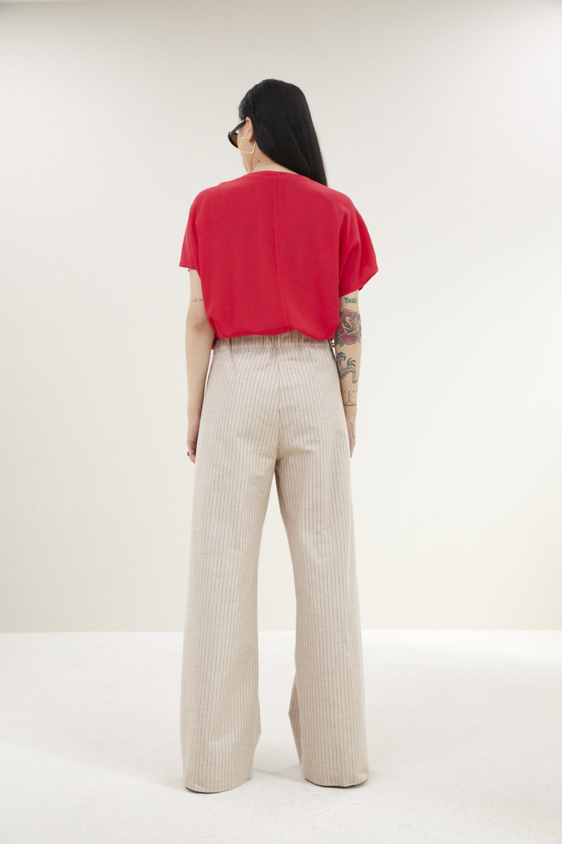 Benji stripe pants - Poppy red stripe