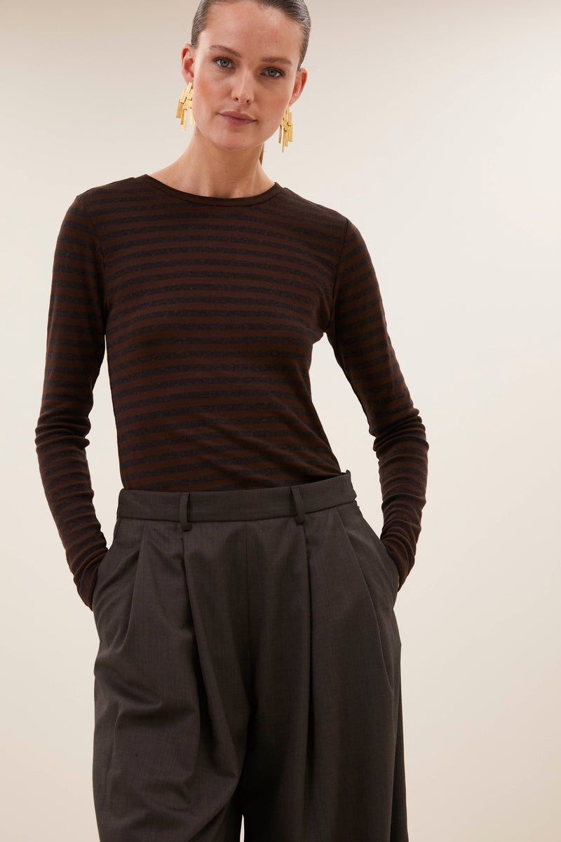 basic ls melange stripe top