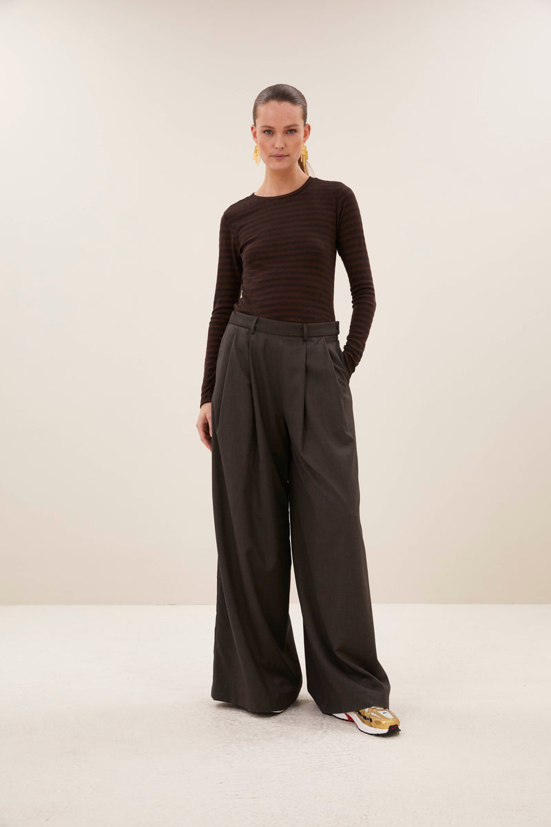basic ls melange stripe top
