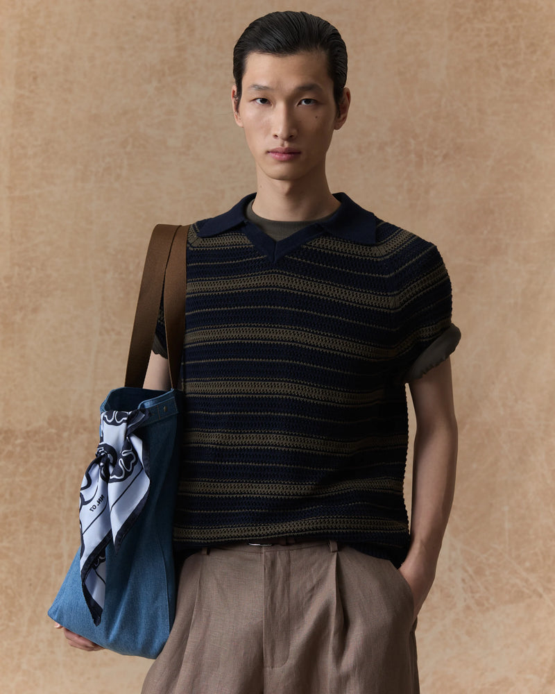 Cale V-neck Polo - Groen dessin