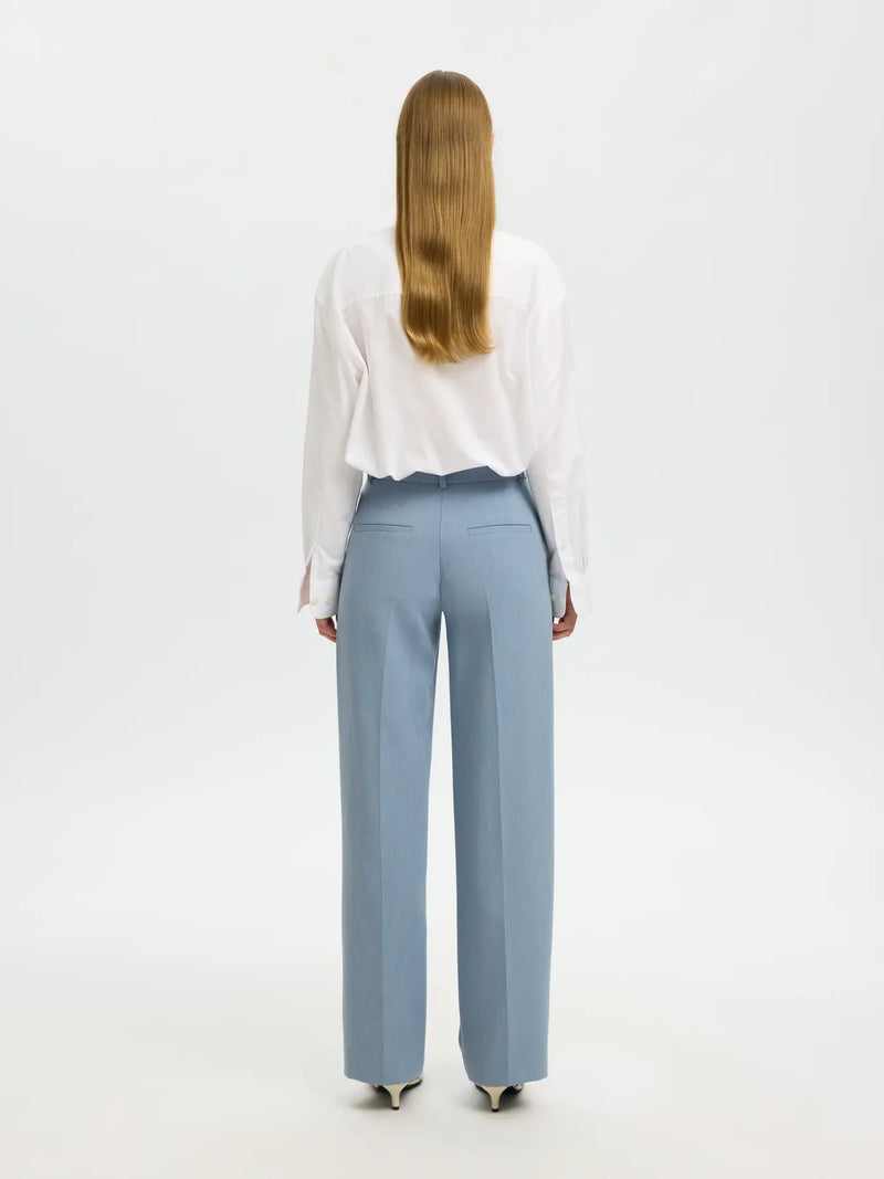 SLWRITA MW WIDE PANT - Dusty blue