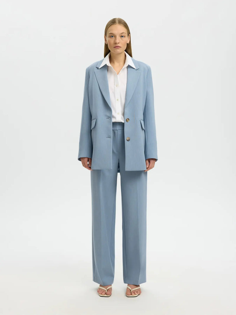 SLWRITA MW WIDE PANT - Dusty blue