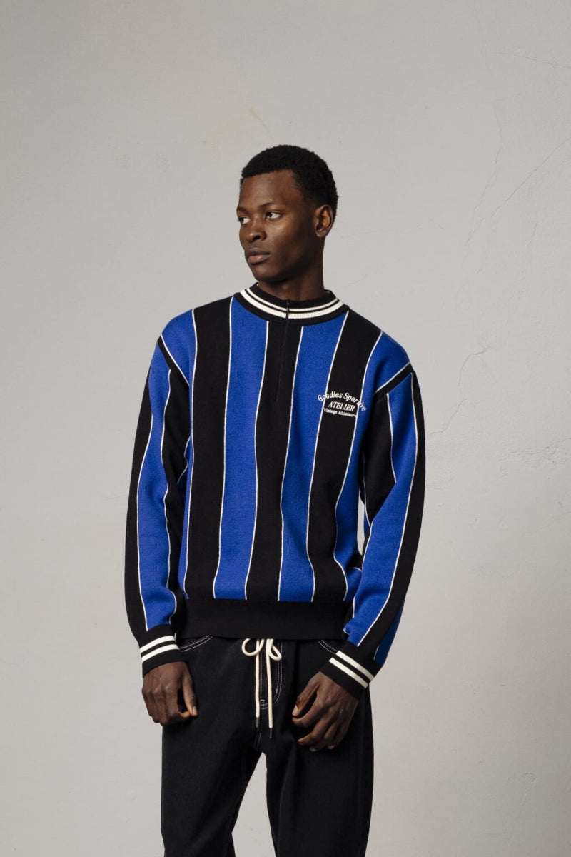 KNITTED CYCLING POLO - BLUE/BLACK