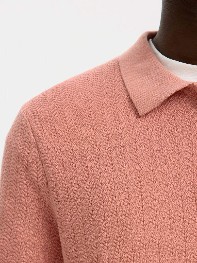 SLHCRAN SS KNIT STRUCTURE ZIP POLO