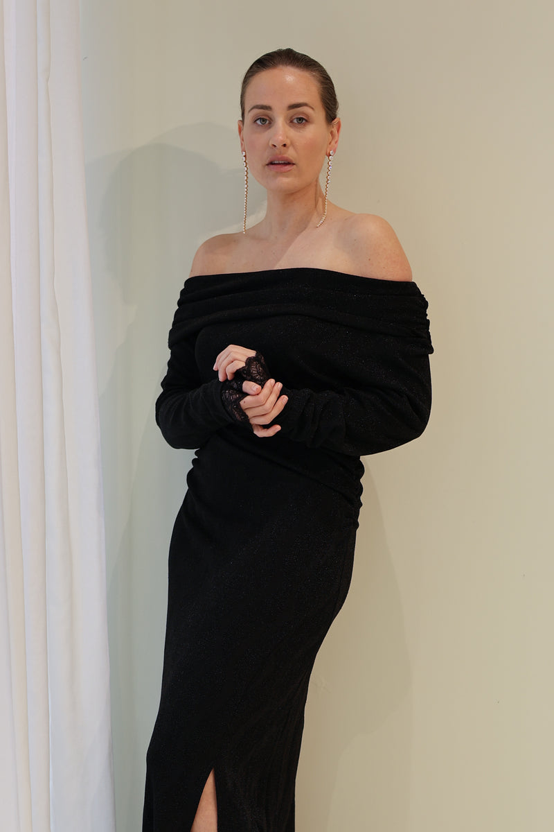 YASYEN LS OFF SHOULDER LONG DRESS