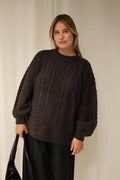 AWTOA LS O-NECK KNIT PULLOVER - Chocolate