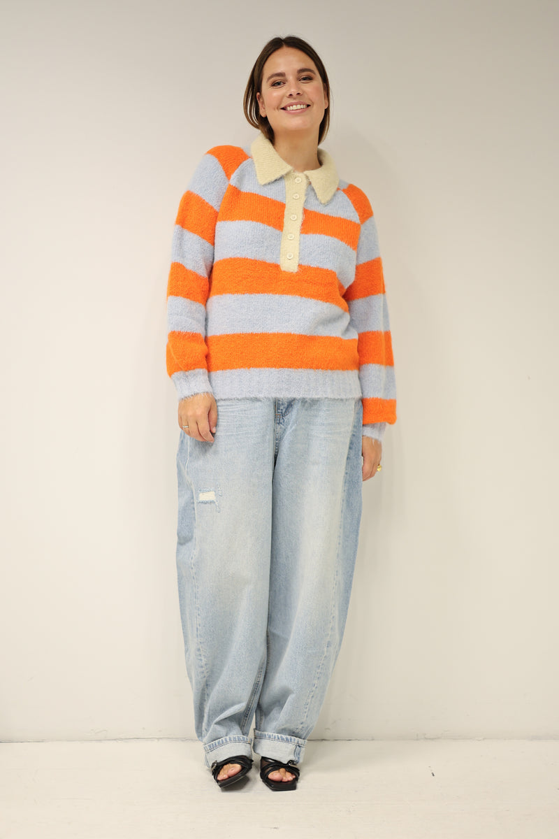 FRANK STRIPED POLO - Red