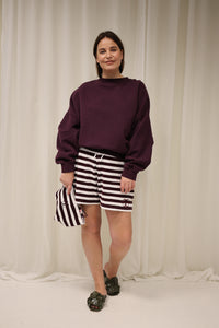 Jackie short terry - Aubergine stripes
