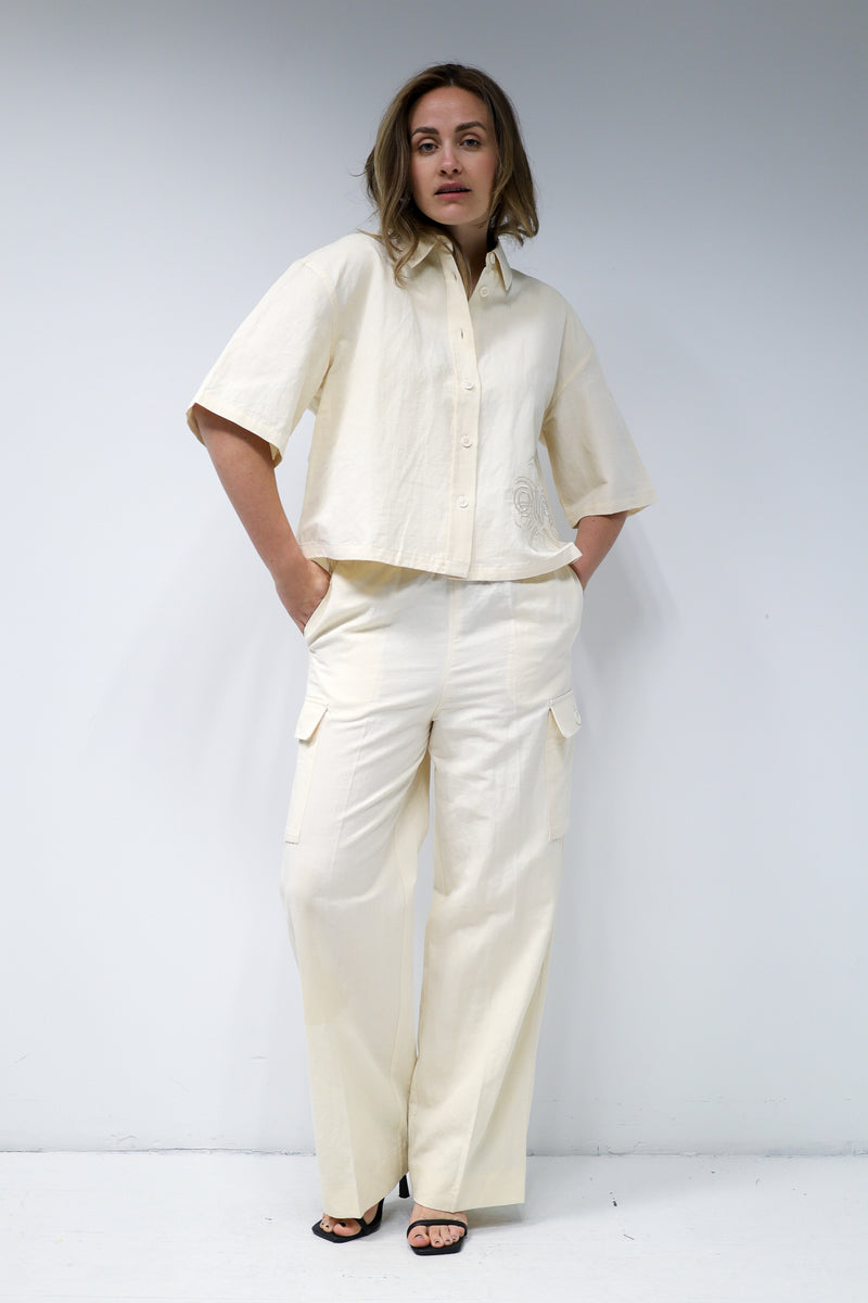 COTTON LINEN CARGO PANTS