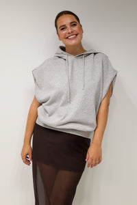Sleeveless sweater with hoodie - Grijs
