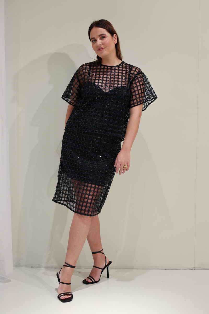 Pailletten middel lange rok