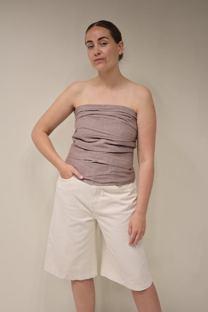 JihoCC Stripe Tube Top - Bruin