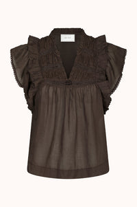 Jayla S Voile Top - Dark Brown