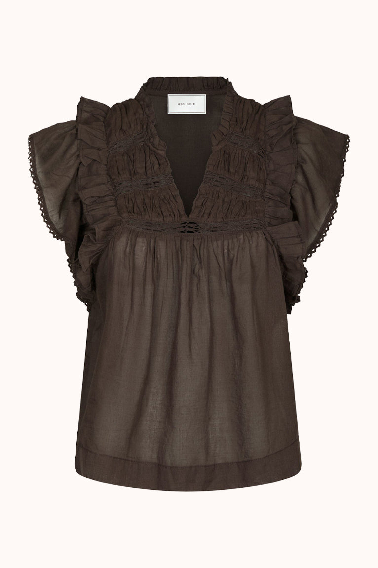 Jayla S Voile Top - Dark Brown