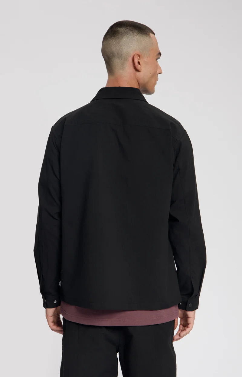SKALD STRUCTURED COTTON SHIRT JACKET - BLACK