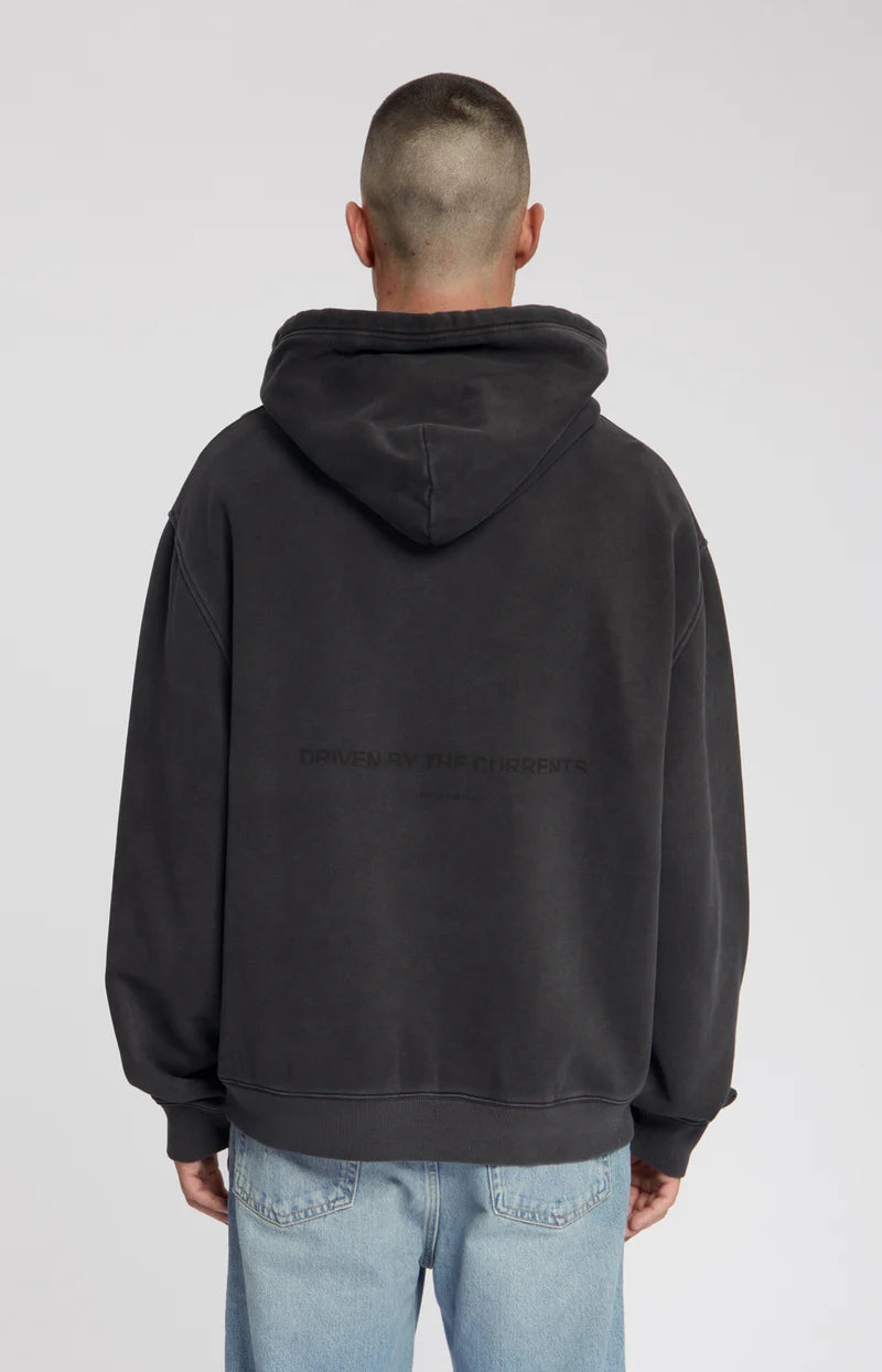 RIPPLET GARMENT DYED HOODED SWEAT