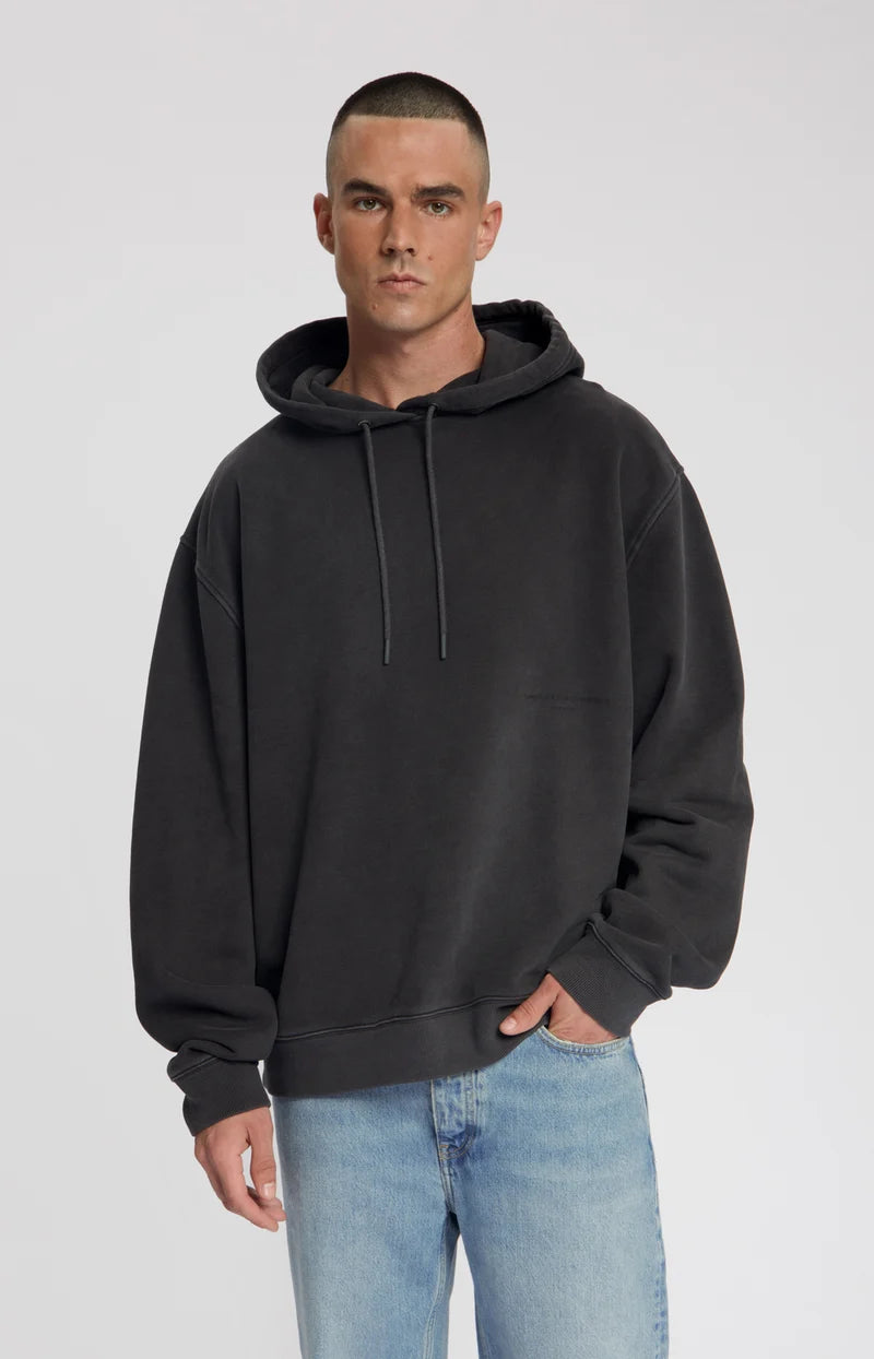 RIPPLET GARMENT DYED HOODED SWEAT