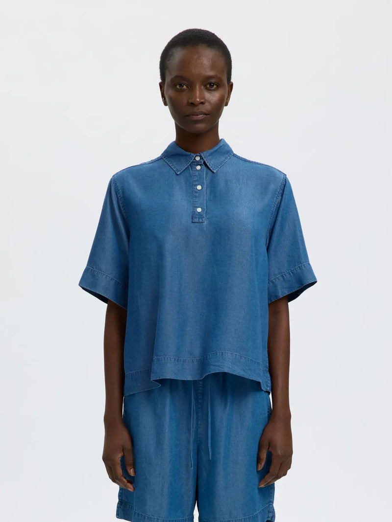 SLFJANNA OVERSIZE 2/4 POLO SHIRT