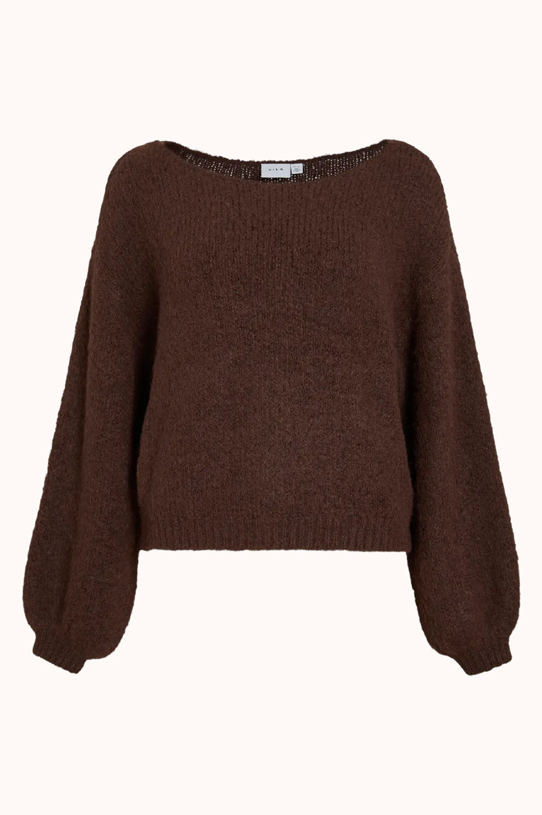 VIMARLEY L/S KNIT PULLOVER - Bruin