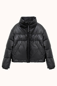 NARWARU Faux Leather Puffer - Black